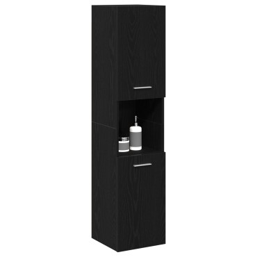 vidaXL Ντουλάπι Τοίχου Μπάνιου Μαύρο Δρυς 30x30x130cm από Ξύλο 1 τεμ.