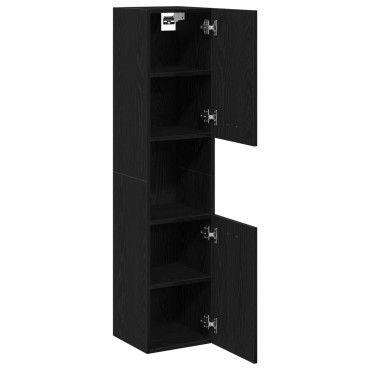 vidaXL Ντουλάπι Τοίχου Μπάνιου Μαύρο Δρυς 30x30x130cm από Ξύλο 1 τεμ.