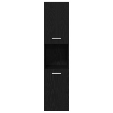 vidaXL Ντουλάπι Τοίχου Μπάνιου Μαύρο Δρυς 30x30x130cm από Ξύλο 1 τεμ.