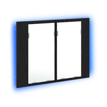 vidaXL LED Καθρέφτης Μπάνιου Ντουλάπας Μαύρο Δρυς 60x12x45cm Από Ξύλο