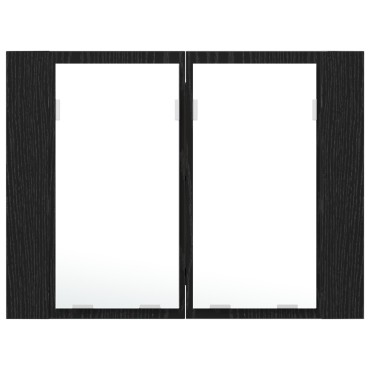 vidaXL LED Καθρέφτης Μπάνιου Ντουλάπας Μαύρο Δρυς 60x12x45cm Από Ξύλο