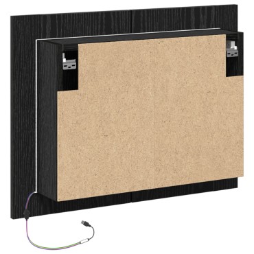 vidaXL LED Καθρέφτης Μπάνιου Ντουλάπας Μαύρο Δρυς 60x12x45cm Από Ξύλο