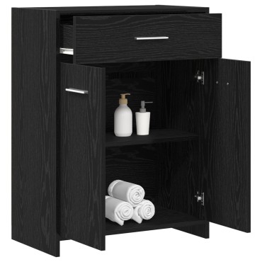 vidaXL Ντουλάπα Μπάνιου Μαύρη Δρυς 60x33x80cm Ξύλο Επεξεργασμένο