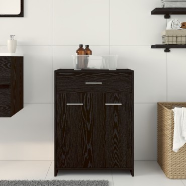 vidaXL Ντουλάπα Μπάνιου Μαύρη Δρυς 60x33x80cm Ξύλο Επεξεργασμένο