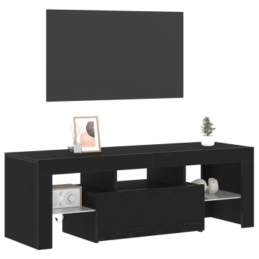 vidaXL Ντουλάπα τηλεόρασης με LED φώτα Μαύρη Δρυς 120x35x40 εκ