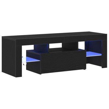 vidaXL Ντουλάπα τηλεόρασης με LED φώτα Μαύρη Δρυς 120x35x40 εκ