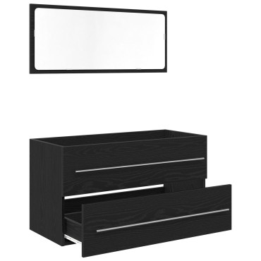 vidaXL Ντουλάπα με Καθρέφτη Μαύρη Βελανιδιά 90x45x1,5cm Κατασκευασμένο Ξύλο