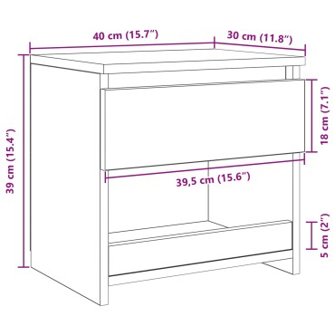 vidaXL Κομοδίνα 2 τεμ. Μαύρο Ξύλο 40x30x39cm από Επεξεργασμένο Ξύλο