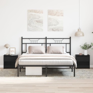vidaXL Κομοδίνα 2 τεμ. Μαύρο Ξύλο 40x30x39cm από Επεξεργασμένο Ξύλο