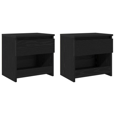 vidaXL Κομοδίνα 2 τεμ. Μαύρο Ξύλο 40x30x39cm από Επεξεργασμένο Ξύλο