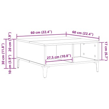 vidaXL Τραπέζι καφέ Παλιού Ξύλου 60x60x30cm Κατασκευασμένο Ξύλο 1 τεμ.