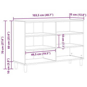vidaXL Πλαϊνό Γραφείο Μαύρο Δρυς 103,5x35x70cm Συνθετικό Ξύλο