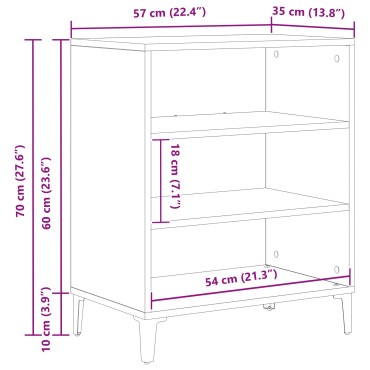 vidaXL Πλαϊνό γραφείο Μαύρο Δρυς 57x35x70 cm Φτιαγμένο από ξύλο 1 τεμ.