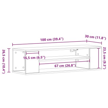 vidaXL Κάβο Τηλεόρασης Τοίχου από Παλιό Ξύλο 100x30x26,5cm Επεξεργασμένο Ξύλο