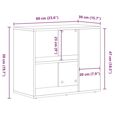 vidaXL Πλαϊνό γραφείο Μαύρο Δρυς 60x30x50cm Επεξεργασμένο ξύλο 1 τεμ.