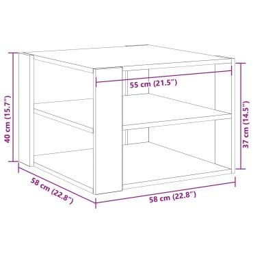 vidaXL Τραπεζάκι σαλονιού Μαύρο Δρυς 59,5x59,5x40cm Κατασκευασμένο Ξύλο 1 τεμ.