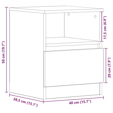 vidaXL Κομοδίνα 2 τεμ. Μαύρο Δρυς 40x40x50cm Επεξεργασμένο ξύλο