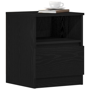 vidaXL Κομοδίνα 2 τεμ. Μαύρο Δρυς 40x40x50cm Επεξεργασμένο ξύλο