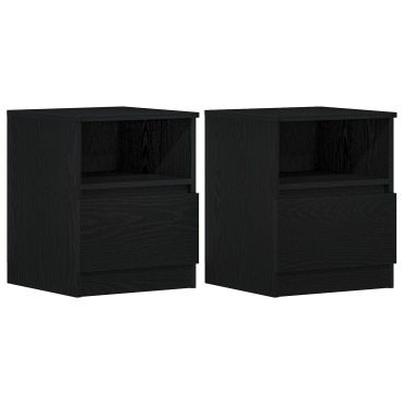vidaXL Κομοδίνα 2 τεμ. Μαύρο Δρυς 40x40x50cm Επεξεργασμένο ξύλο