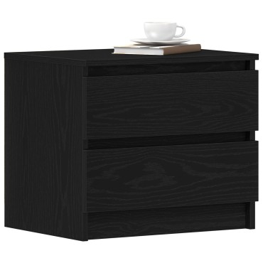 vidaXL Κομοδίνο Μαύρο Δρυς 50x40x43,5cm Επεξεργασμένο Ξύλο 1 τεμ.