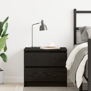 vidaXL Κομοδίνο Μαύρο Δρυς 50x40x43,5cm Επεξεργασμένο Ξύλο 1 τεμ.