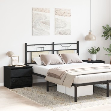 vidaXL Κομοδίνα 2 τεμ. Μαύρο Δρυς 50x40x43,5cm Επεξεργασμένο ξύλο