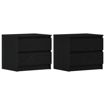 vidaXL Κομοδίνα 2 τεμ. Μαύρο Δρυς 50x40x43,5cm Επεξεργασμένο ξύλο