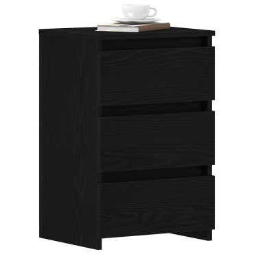 vidaXL Κομοδίνο Μαύρο Οξιά 40x35x62,5cm Επεξεργασμένο Ξύλο 1 τεμ.