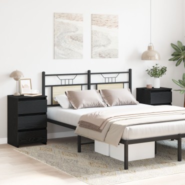 vidaXL Κομοδίνα 2 τεμ. Μαύρο Βαθύ 40x35x62,5cm Επεξεργασμένο Ξύλο