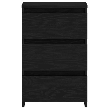 vidaXL Κομοδίνα 2 τεμ. Μαύρο Βαθύ 40x35x62,5cm Επεξεργασμένο Ξύλο