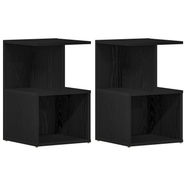 vidaXL Κομοδίνα 2 τεμ. Μαύρη Δρυς 35x35x55cm Κατασκευασμένο ξύλο