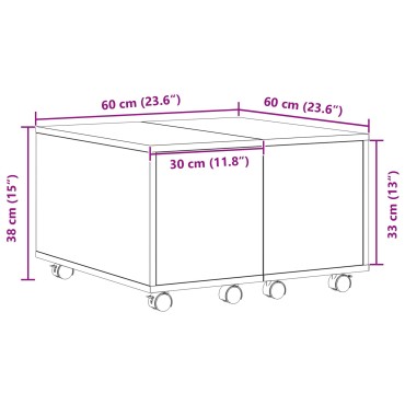 vidaXL Τραπεζάκι Καφέ Μαύρη Δρυς 60x60x38cm από Ξύλο 1 τεμ.