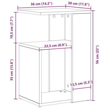 vidaXL Τραπέζι πλευράς Μαύρο Δρυς 36x30x56cm Επεξεργασμένο ξύλο 1 τεμ.