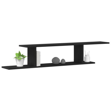 vidaXL Τοίχου Ράφα TV Μαύρη Βελανιδιά 125x18x23cm Επεξεργασμένο Ξύλο