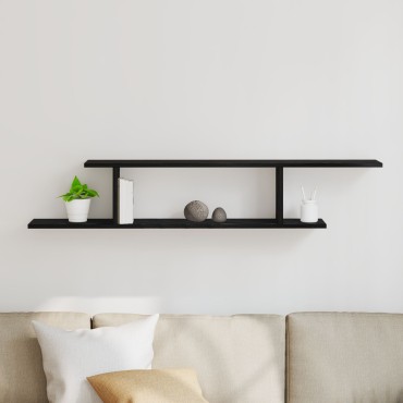 vidaXL Τοίχου Ράφα TV Μαύρη Βελανιδιά 125x18x23cm Επεξεργασμένο Ξύλο
