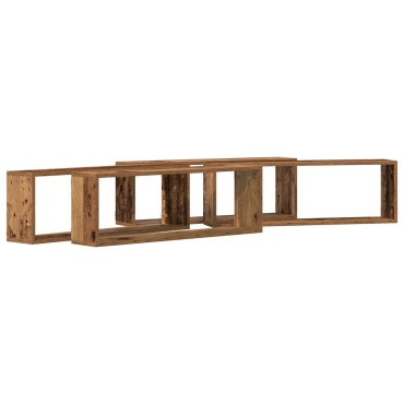 vidaXL Ράφια Τοίχου 4 τεμ. σε Παλιό Ξύλο 80x15x26cm Επεξεργασμένο Ξύλο