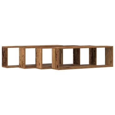 vidaXL Ράφια Τοίχου 4 τεμ. σε Παλιό Ξύλο 80x15x26cm Επεξεργασμένο Ξύλο