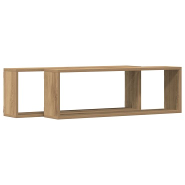 VidaXL Ράφια 2 τεμ. από Δρυς 80x15x26cm Επεξεργασμένο Ξύλο