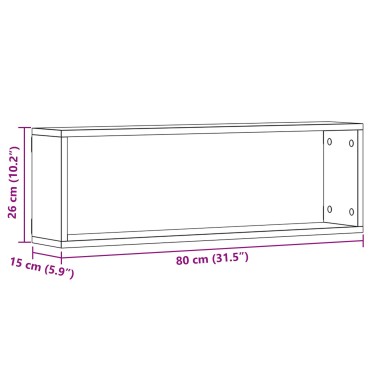 VidaXL Ράφια 2 τεμ. από Δρυς 80x15x26cm Επεξεργασμένο Ξύλο