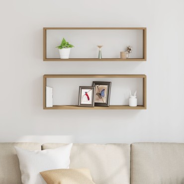 VidaXL Ράφια 2 τεμ. από Δρυς 80x15x26cm Επεξεργασμένο Ξύλο