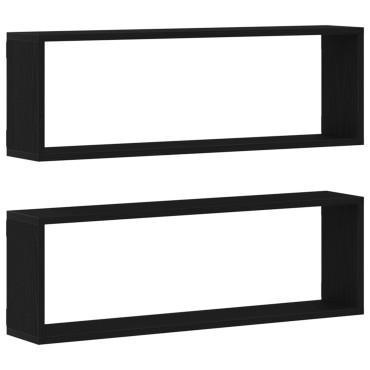 vidaXL Ράφια Τοίχου - Σετ 2, Μαύρη Δρυς, 80x15x26 cm Κατασκευασμένα από Επεξεργασμένο Ξύλο 1 τεμ.