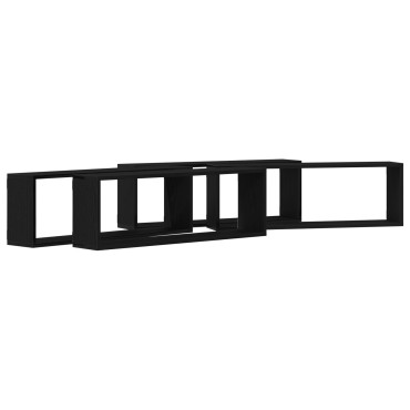 vidaXL Ράφια τοίχου 4 τεμ. Μαύρο Δρύς 80x15x26cm Επεξεργασμένο ξύλο