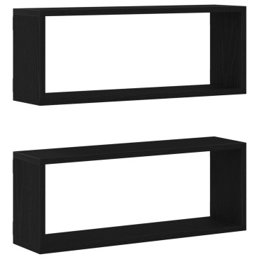 vidaXL Ράφια 2 Πακέτο Μαύρη Δρυς 60x15x23cm Κατασκευασμένα από Μηχανική Ξυλεία 1 τεμ.