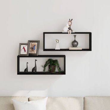 vidaXL Ράφια 2 Πακέτο Μαύρη Δρυς 60x15x23cm Κατασκευασμένα από Μηχανική Ξυλεία 1 τεμ.