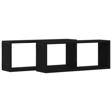 vidaXL Ράφια 2 Πακέτο Μαύρη Δρυς 60x15x23cm Κατασκευασμένα από Μηχανική Ξυλεία 1 τεμ.