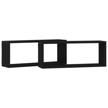 vidaXL Ράφια 2 Πακέτο Μαύρη Δρυς 60x15x23cm Κατασκευασμένα από Μηχανική Ξυλεία 1 τεμ.