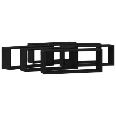 vidaXL Ράφια 6 τεμ. Μαύρη Δρυς 60x15x23cm Κατασκευασμένο Ξύλο