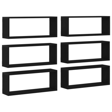 vidaXL Ράφια 6 τεμ. Μαύρη Δρυς 60x15x23cm Κατασκευασμένο Ξύλο