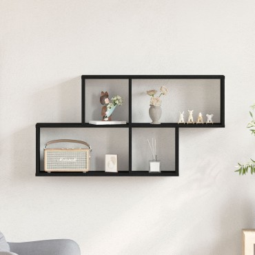 vidaXL Μαύρος Καρυδιάς Τοίχου Ντουλάπα 76x15x53cm Κατασκευασμένο από Επεξεργασμένο Ξύλο
