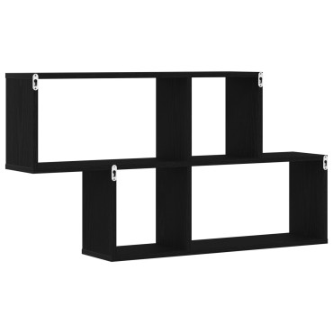 vidaXL Μαύρος Καρυδιάς Τοίχου Ντουλάπα 76x15x53cm Κατασκευασμένο από Επεξεργασμένο Ξύλο
